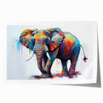 Elephant-themed wall art print showcasing intricate details of a majestic African elephant against a vibrant backdrop, perfect for nature lovers and home decor enthusiasts.