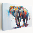 Stretched canvas wall art showcasing a majestic side view of an African elephant, featuring earthy tones and intricate details, ideal for wildlife enthusiasts.