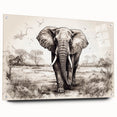 Acrylic wall art showcasing a vibrant side view of an elephant, featuring intricate details and textures, perfect for animal lovers and home decor enthusiasts.