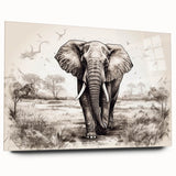 Elegant acrylic wall art showcasing a side view of a majestic elephant, capturing intricate details and textures, perfect for wildlife enthusiasts and home decor.