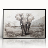 Framed black acrylic wall art featuring a striking elephant design in a wild life theme, perfect for animal lovers and contemporary decor enthusiasts.