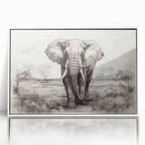 Framed acrylic wall art featuring a stunning elephant design in a white frame, showcasing intricate details and vibrant colors to enhance modern decor. Perfect for animal lovers and wildlife enthusiasts.