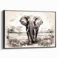 Framed canvas wall art featuring a side view of a majestic elephant, showcasing its textured skin and intricate details, perfect for wildlife decor enthusiasts.