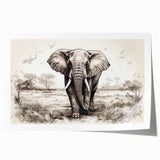 Elephant-themed wall art print showcasing a vibrant, artistic representation of an elephant in a natural habitat, perfect for wildlife enthusiasts and home decor.
