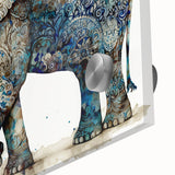 Close-up of a vibrant elephant design wall art piece featuring intricate details and rich colors, crafted on acrylic glass for a stunning visual impact in modern decor.