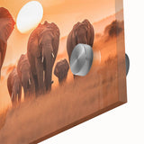Close-up of a stunning acrylic glass wall art piece showcasing an intricately designed elephant, featuring vibrant colors and detailed textures, perfect for wildlife enthusiasts.