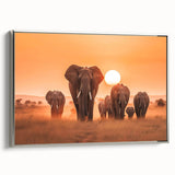 Framed wall art featuring a silver side view of an elephant, showcasing intricate details and textures, perfect for nature enthusiasts and modern decor.
