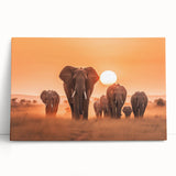 Stretched canvas artwork showcasing a majestic elephant design in vibrant colors, perfect for wildlife enthusiasts and home decor, emphasizing nature’s beauty.