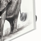 Close-up of a stunning acrylic glass wall art piece featuring a vibrant elephant design, showcasing intricate details and vivid colors, perfect for animal lovers and home decor enthusiasts.