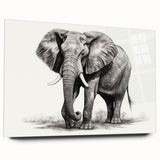 Acrylic glass wall art featuring a side view of a majestic elephant, highlighting intricate details and natural colors, ideal for animal lovers and home decor enthusiasts.