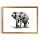 Elegant wall art collection featuring a majestic elephant design in gold frame with mat, showcasing wildlife aesthetics. Perfect for nature lovers and home decor.
