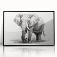 Framed wall art featuring a stunning black-and-white elephant design, showcasing intricate details and textures, perfect for enhancing modern home decor.