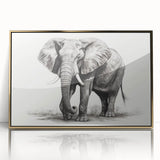 Framed wall art featuring a majestic elephant design in vibrant colors, showcasing intricate details and gold accents, perfect for wildlife enthusiasts and home decor.