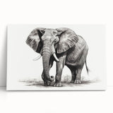 Stretched canvas featuring a vibrant elephant design in earthy tones, part of an 8-piece wildlife wall art collection, perfect for nature-themed decor.