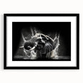 Elephant-themed wall art print showcasing a detailed black and white design, framed with a matte finish. Perfect for animal lovers and modern decor enthusiasts.