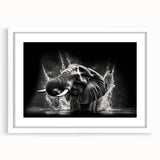 Framed wall art featuring a majestic elephant design, set against a white mat, perfect for adding a touch of wildlife elegance to home decor. Ideal for animal lovers.