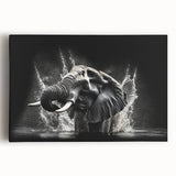 Stretched canvas wall art showcasing a majestic African elephant design in a vibrant, natural setting, perfect for wildlife enthusiasts and home decor.