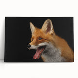 Vibrant stretched canvas wall art featuring a whimsical fox design, showcasing rich colors and intricate details, perfect for home decor or animal lovers.
