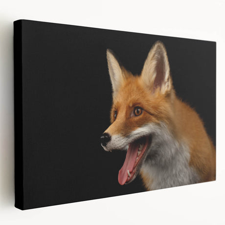 Stretched canvas wall art featuring a vibrant fox design in a natural setting, showcasing vivid colors and intricate details, perfect for animal lovers' decor.