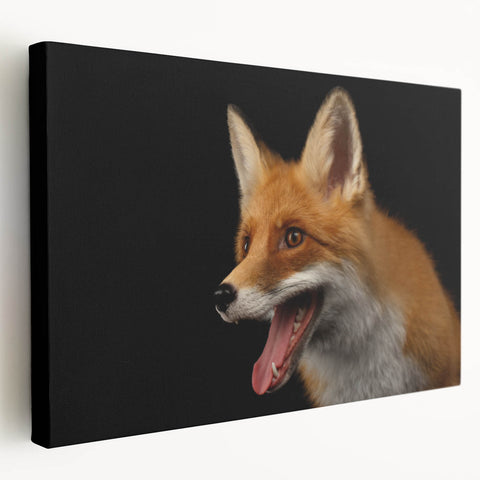Stretched canvas wall art featuring a vibrant fox design in a natural setting, showcasing vivid colors and intricate details, perfect for animal lovers' decor.