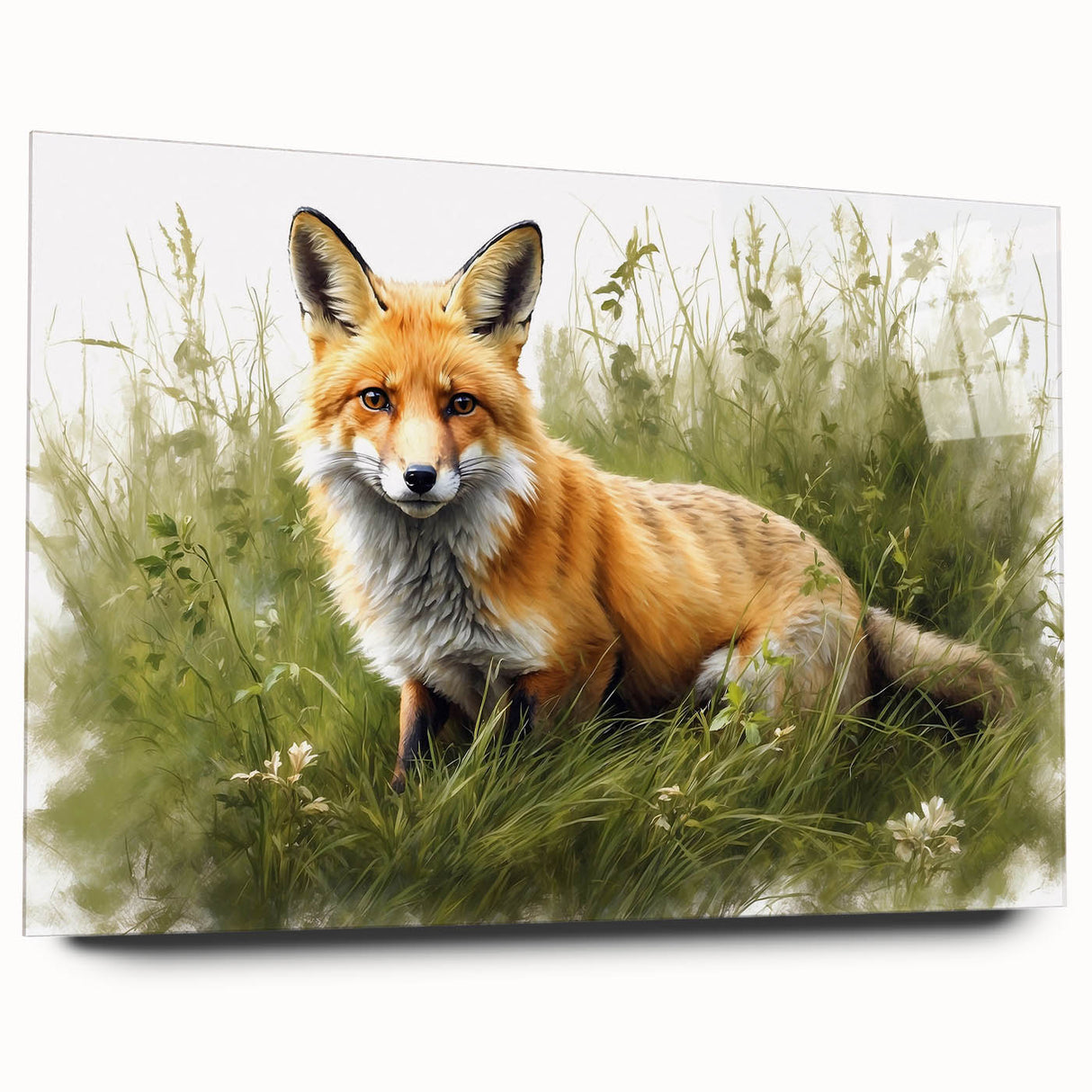 Acrylic glass wall art featuring a stunning side view of a vibrant fox design from the 'Animals a Wild Life' collection, perfect for nature-themed decor.