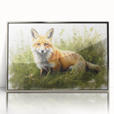 Framed acrylic wall art featuring a striking silver-fronted fox design, showcasing vibrant colors and intricate details, perfect for wildlife enthusiasts' home decor.