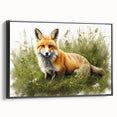 Framed wall art showcasing a striking fox design from the 'Animals A Wild Life' collection, featuring a black frame and a side view angle, perfect for nature-themed decor.