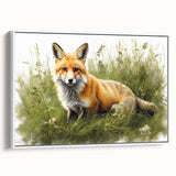 Framed canvas wall art featuring a stylish fox design, showcasing vibrant colors against a white background, perfect for modern home decor.