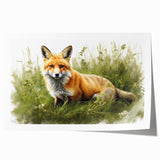 Vibrant wall art print featuring a stylized fox design surrounded by lush foliage, perfect for animal lovers and nature-inspired decor. Ideal for enhancing interior spaces.