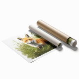 Vibrant fox wall art design printed on high-quality paper, showcasing detailed illustrations of a fox in a natural setting, ideal for wildlife enthusiasts and home decor.