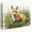 Stretched canvas wall art featuring a vibrant fox design in a natural setting, perfect for wildlife enthusiasts and home decor, showcasing rich colors and intricate details.