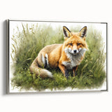 Framed wall art featuring a silver-side view of a fox design, showcasing vibrant colors and intricate details, perfect for animal lovers and home decor enthusiasts.