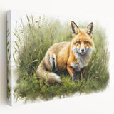 Vibrant stretched canvas wall art showcasing a side view of a stylized fox design, highlighting intricate details and warm colors, perfect for nature-themed decor.