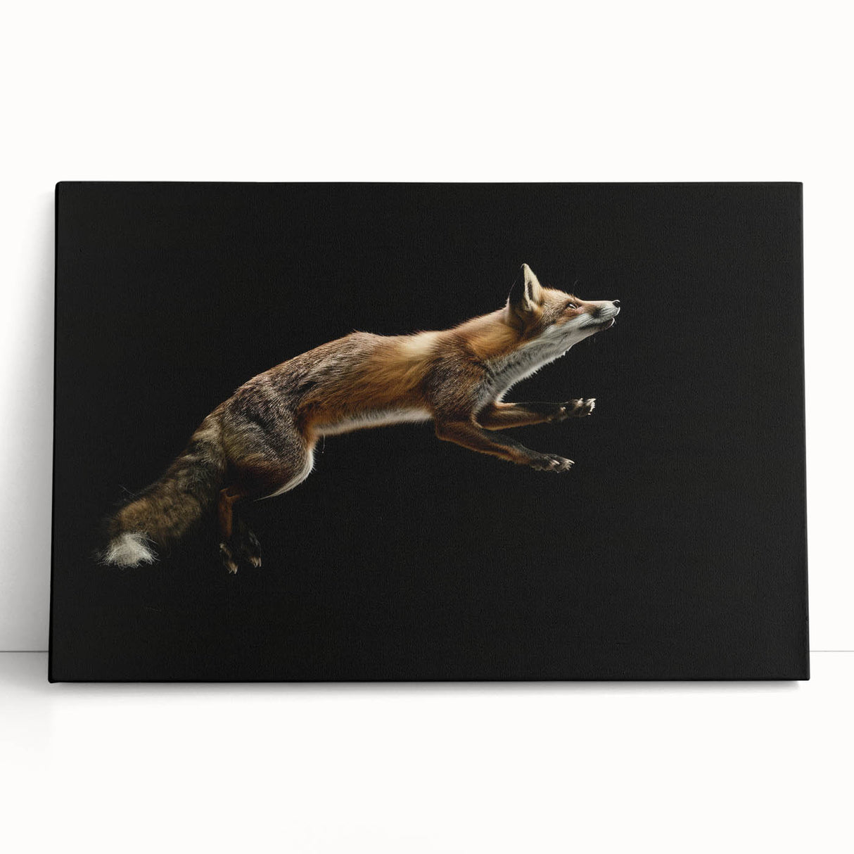 Stretched canvas wall art featuring a vibrant fox design, showcasing rich colors and intricate details, perfect for animal lovers and nature-themed decor.