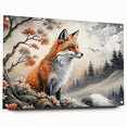 Acrylic wall art featuring a detailed fox design, showcasing vibrant colors and intricate patterns, displayed side view with decorative pins, perfect for wildlife enthusiasts.
