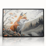 Framed acrylic wall art featuring a striking fox design from the Animals A Wild Life collection, showcased in a sleek black frame, ideal for modern decor.