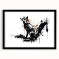Framed wall art collection featuring a striking fox design, with a sleek black frame and mat, perfect for wildlife enthusiasts and modern decor.