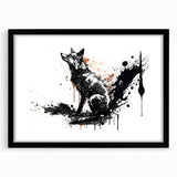 Framed wall art collection featuring a striking fox design, with a sleek black frame and mat, perfect for wildlife enthusiasts and modern decor.