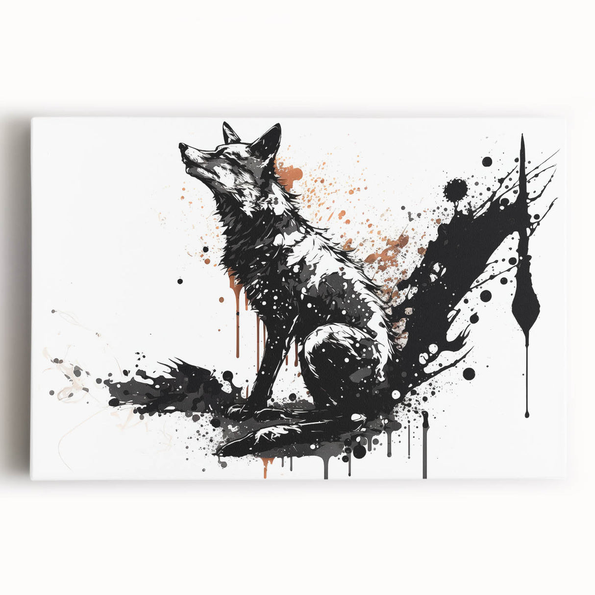 Vibrant stretched canvas artwork depicting a stunning fox in a whimsical forest setting, ideal for nature lovers and modern home decor enthusiasts.