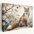 Vibrant fox design wall art on stretched canvas, showcasing intricate details and rich colors, perfect for enhancing home décor with a touch of nature.