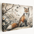 Vibrant fox design wall art on stretched canvas, showcasing intricate details and rich colors, perfect for enhancing home décor with a touch of nature.
