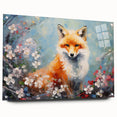 Side view of a sleek acrylic glass wall art piece featuring a vibrant fox design, showcasing intricate details and vivid colors, perfect for modern decor.