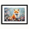 Framed wall art featuring a black mat and a striking fox design, showcasing intricate details in a wild-life theme, perfect for nature-inspired decor.