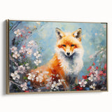 Framed canvas wall art showcasing a striking side view of a fox design, featuring gold accents and a modern aesthetic, perfect for wildlife enthusiasts.