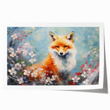Vibrant wall art print featuring a stylized fox design, showcasing rich colors and intricate details, perfect for adding a whimsical touch to home decor.