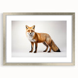 Framed wall art collection featuring a silver mat with a striking fox design, showcasing intricate details and vibrant colors, perfect for animal lovers' decor.