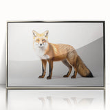 Framed wall art featuring a silver-accented fox design in a sleek acrylic frame, showcasing vibrant colors and intricate details, perfect for wildlife enthusiasts.