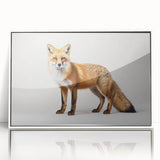Framed acrylic wall art showcasing a vibrant fox design, set against a sleek white background, perfect for adding a touch of wildlife elegance to home decor.
