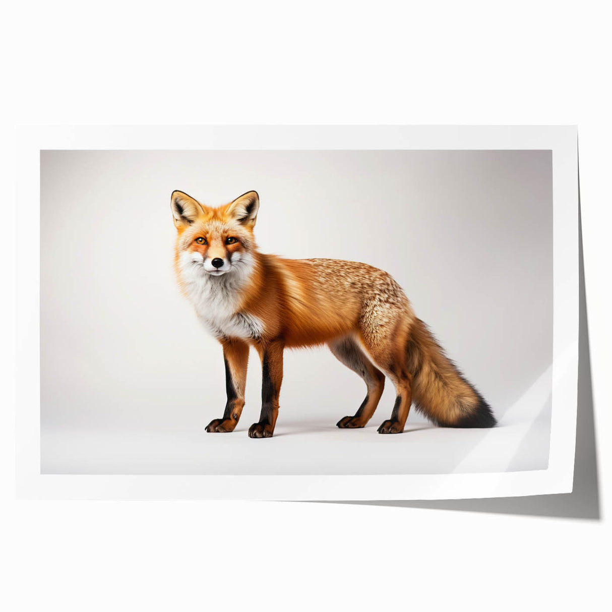 Vibrant rolled wall art print featuring a stylized fox design, showcasing intricate details and rich colors, perfect for wildlife enthusiasts and home decor.