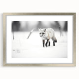Framed wall art featuring a detailed fox design in a silver frame with matting, showcasing vibrant colors and intricate patterns, ideal for animal lovers and home decor enthusiasts.